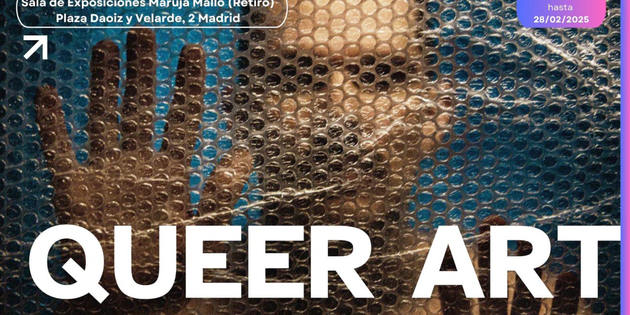 Queer Art exhibition poster, Maruja Mallo hall, Madrid, February 2025